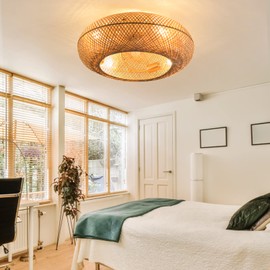 OUKANING Caged Invisible Ceiling Fan with Light, 3 Speeds Adjustable,Enclosed Ceiling Fan Lights with Remote, Industrial Low Profile Fans for Living Room, Bedroom, Kitche (20 inch recessed)