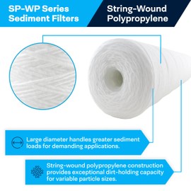 SpiroPure SP-WP25-BB 10x4.5 25 Micron String-Wound Polypropylene Water Filter Cartridge WP25BB97P 355216-43 CW25-BBS (Case of 8)