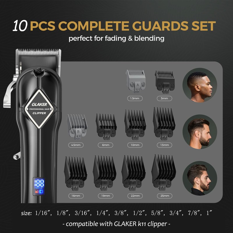 GLAKER Guards Set for Hair Clippers - Complete Hair Cutting