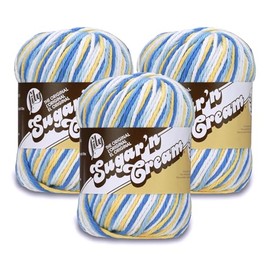 Lily Super Size Ombre Sunkissed Yarn - 3 Pack of 85g/3oz - 100% Cotton - #4 Worsted (Medium) - 143 Yards - Knitting/Crochet