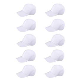 NUOBESTY DIY Baseball Caps for Children Pack of 10 White DIY Plain Empty Cap Creative Painting Polyester Sun Hat Sports Cap For Children, White