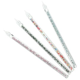 Angoily 4pcs Vintage Glass Dip Pen Colorful Crystal Writing Pens for Calligraphy Drawing and Signature