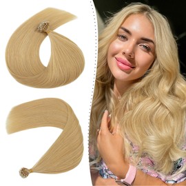 Silk-co Nano Ring Hair Extensions Human Hair 1g/s 50g/pack 100% Real Brazilian Natural Human Hair Nano Tip Extensions [18” #24 Natural Blonde]