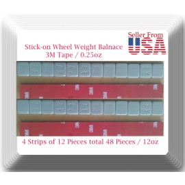 V-PRO 48 Pcs Stick on Self Adhesive Wheel Weights 1/4 0.25 OZ TOTAL 12 OZ RED  TAPE