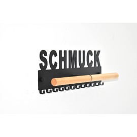 Galeara Jewellery Holder Wall Metal and Wood Design Jewellery Rail with Jewellery or Bijoux Lettering Jewellery Storage (Jewellery Black)