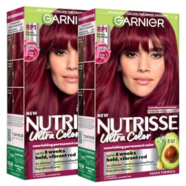 Garnier Hair Color Nutrisse Ultra Color Nourishing Creme, RP1 Pink Red (Cherry Flamingo) Permanent Hair Dye, 2 Count (Packaging May Vary)