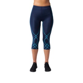 CW-X Women's Standard Stabilyx Joint Support 3/4 Capri Compression Tight, Leggings for Running and Recovery, True Navy/Blue Lagoon