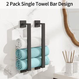 Bathroom Towel Bar,16 Inch Towel Racks for Bathroom Wall Mounted,Stainless Steel Towel Rod,Matte Black Towel Holder for Wall, Kitchen(2 Pack)