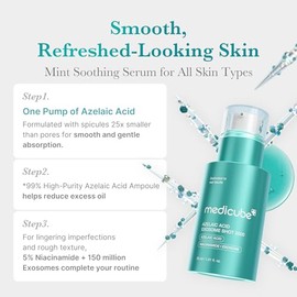 MEDICUBE Azelaic Acid Exosome Shot 2000, Ampolla Facial Coreana con Ácido Azelaico, 5% Niacinamida y Exosomas, para Rojeces, Grasa y Textura Irregular