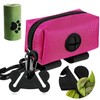 Dog Poop Bag Holder for Leash Attachment Dog Poop Bag Dispenser Dog Waste Bag Dispensers Dog Poop Bag Holders Fit Dog Leash Accessory With Hand Free Holder Carriers (Black) Pink