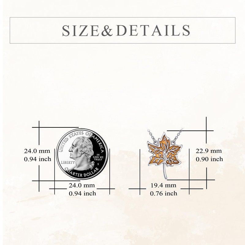 VIJASHOP Maple Leaf Necklace 925 Sterling Silver Dainty Maple Leaf
