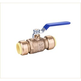 EZ-Fluid 1" Push Fit Ball Valve Heavy Duty LF Brass Full Port Water Stop Shut Off Valve, Push to Connect PE-RT, CPVC, Copper,Pex Tubing,Quarter Turn (1-Pack)
