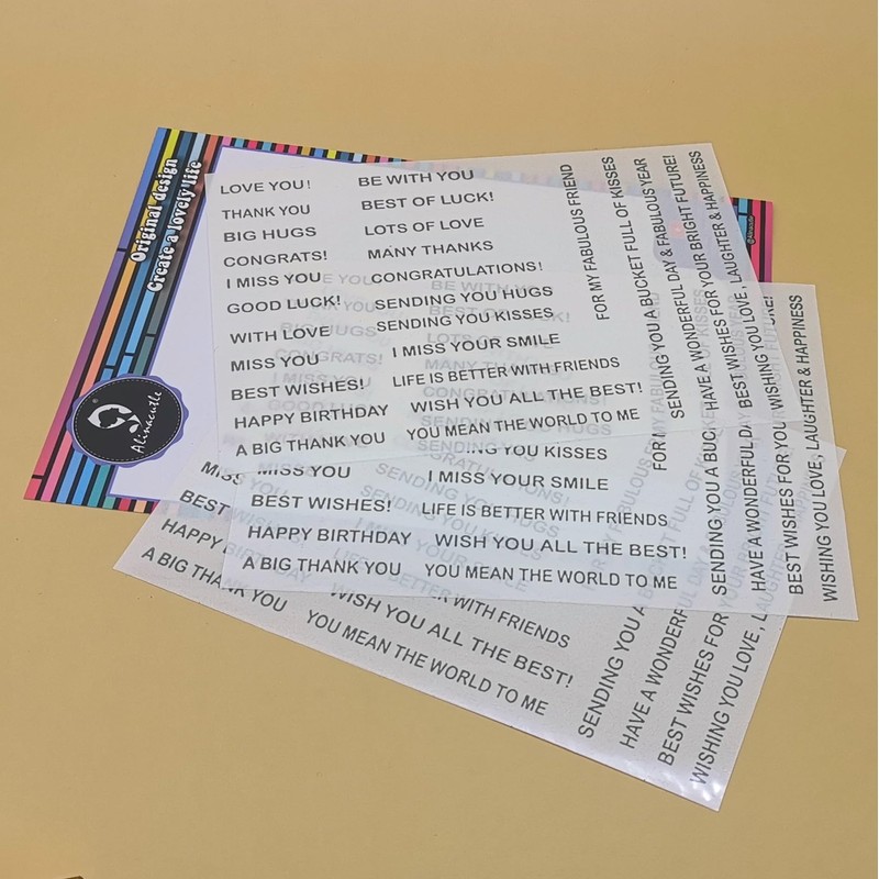 3pc Stripe Greeting Words Love You Stick & Shine Foil