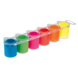 Primo Premium Tempera Paint Pot Set, 6-Color Fluorescent Set, Great Coverage, For Young Artists