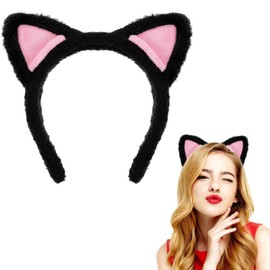 Plush Cat Ears Headbands - Soft Hair Accessories for Makeup, Shower, Teen Girls and Women