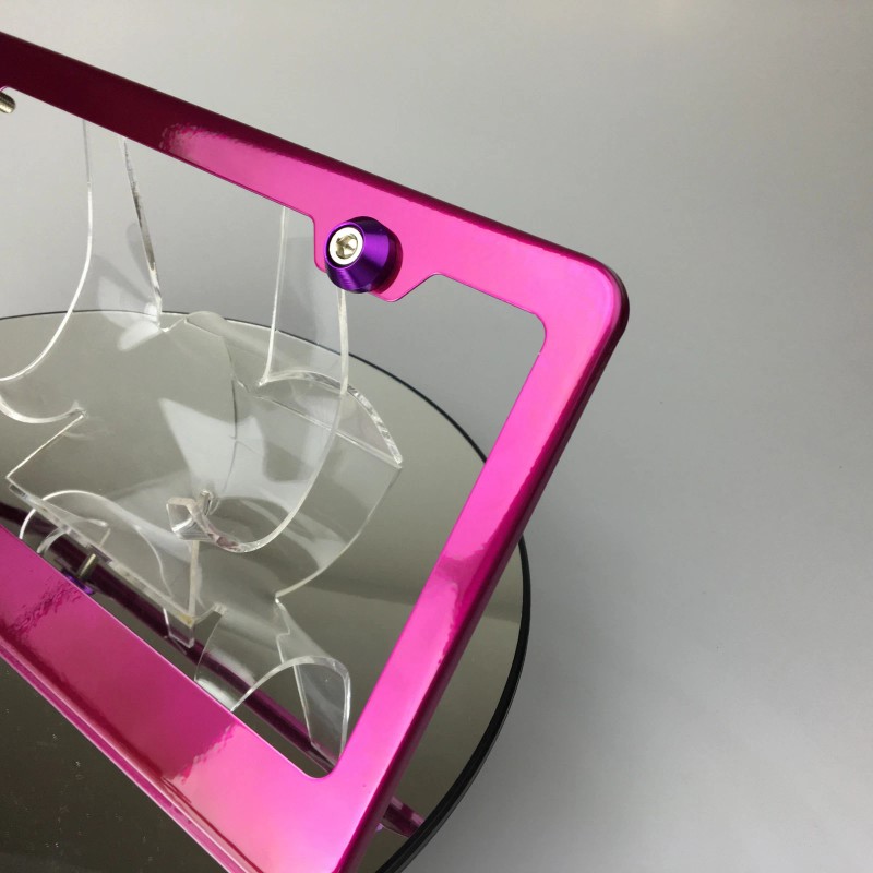 MotorVehicleParts Hot Pink Stainless Steel License Plate Frame w/ Aluminum