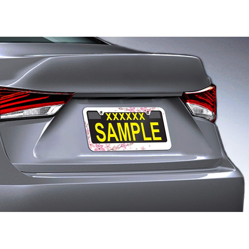 Floral Cherry Blossom License Plate Frame Beautiful Sakura Design -