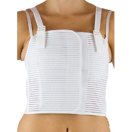 MANIFATTURA BERNINA Sana 55119 Post-Operative Elastic Chest Support Rib Bandage Adjustable Chest Strap with Velcro Fastening and Braces, White