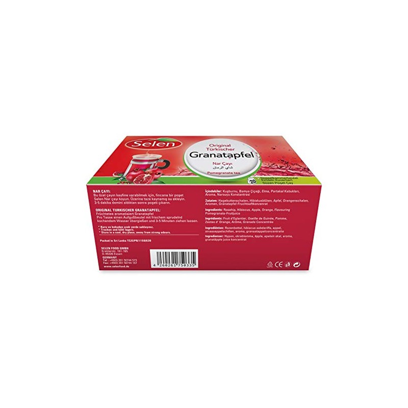 Selen Melograno turco originale, 20 Individually Wrapped Tea Bags -