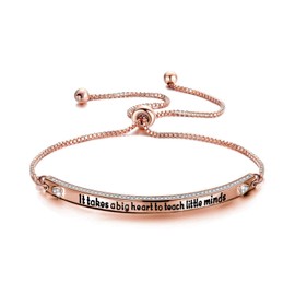 CHOORO Teacher Appreciation Gift It Takes A Big Heart To Teach Little Minds Zircon Bracelet End of Year Gift Preschool Teacher Gift (Takes A Big Heart br RG)