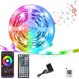 GANZQH Led Lights for Bedroom 50FT, RGB Led Strip Lights Color Changing Indoor, Music Sync Led Light Strip with Remote & App Control, DIY Fancy Led Lights for Room Decor Ambient Lighting (1 * 50FT)