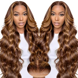 Blonde Glueless Wigs Human Hair Pre Plucked Pre Cut 26 Inch Ombre Lace Front Wig Human Hair 9x6 Loose Body Wave Wig Human Hair 220% Density Glueless Wigs for Black Women