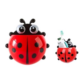 1PC Red Toothbrush Holders,Cute Seven-Star Ladybug Toothbrush with Suction Cup No Drill Insect Shape Toothbrush Holder for Kids Bathroom Powerful Suckers Bathroom Accessories