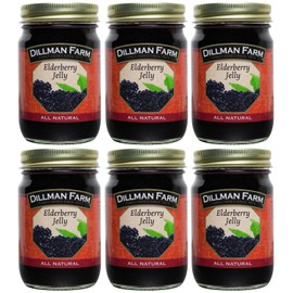 Dillman Farm All Natural Elderberry Jelly - Gluten-Free, Non-GMO, Vegan, Kosher, Eco-Friendly, Preservative Free, Corn Syrup Free - Made in USA, 16oz (Pack of 6)