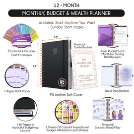 Budget Planner & Bill Organizer - A 12 Monthly Planner Journey to Financial Freedom, Undated Budget Book, Budget Organizer and Budget Planner with Cash Envelopes