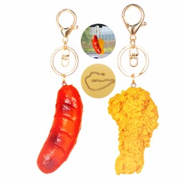 Girlpcadecor Imitation Food Keychain Car Mirror Hanging Accessories Car Rearview Mirror Decor Fried Chicken Leg Hot DogCreative Cool Funny Realistic Simulation Gift