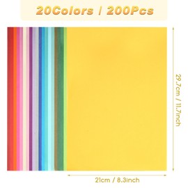 Naler 200 hojas de papel de seda de colores surtidos para manualidades, papel de seda decorativo, pompón, cesta de caza de Pascua, 20 colores, 20 x 11 pulgadas