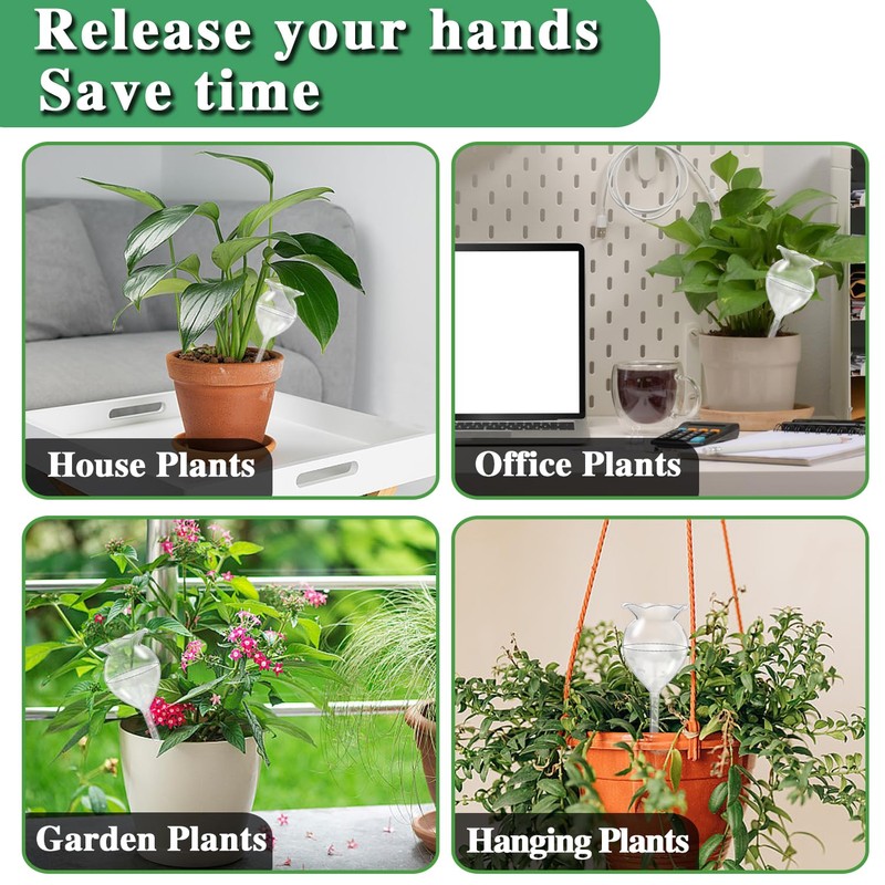 Haawooky 8 Pack Self Watering Globes,Clear Glass Plant Water Bulbs,Hand