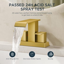 FORIOUS Brushed Gold Bathroom Faucets for 4 Inch 3 or 2 Hole Centerset Sink with Metal Pop Up Drain and Flexible Hose, Double Handle Operation, Suitable for Vanity RV Restroom Remodel