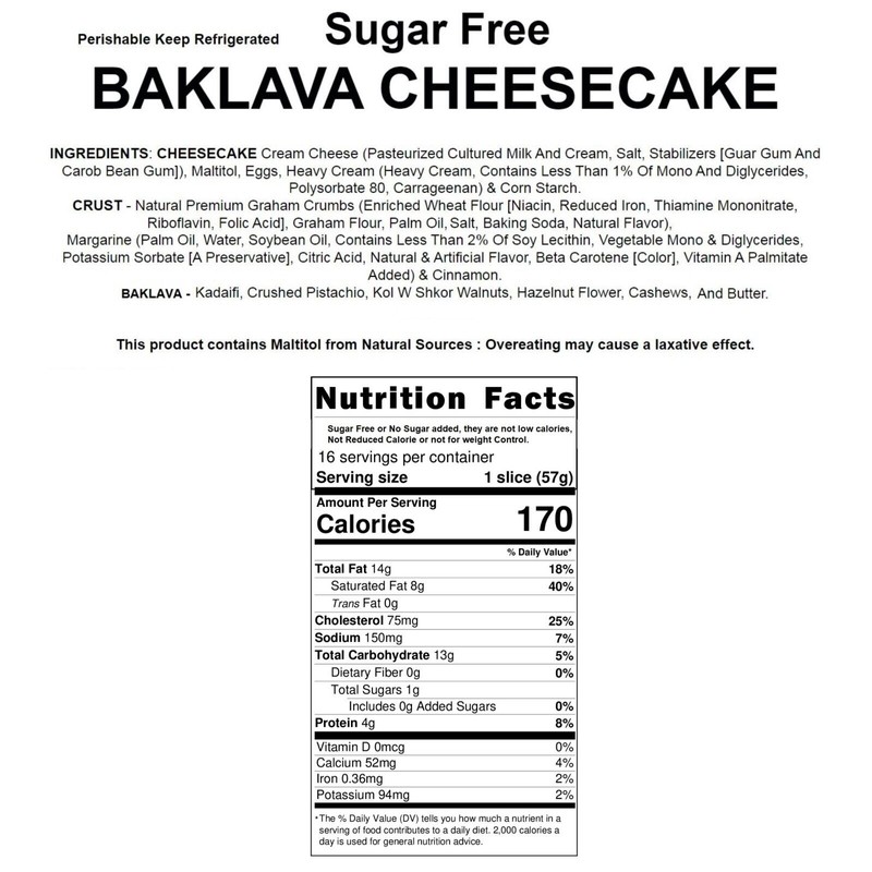 Andy Anand's Sugar-Free Baklava Cheesecake (9-inch, 2.8 lbs), Shipp 2nd