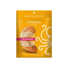 Octonuts Gochujang Roasted Cashew (5oz) Plant Based Protein Snack with Korean-Inspired Flavor – Healthy Snack for Adults & Kids - Keto Friendly, Vegan & Non-GMO Verified