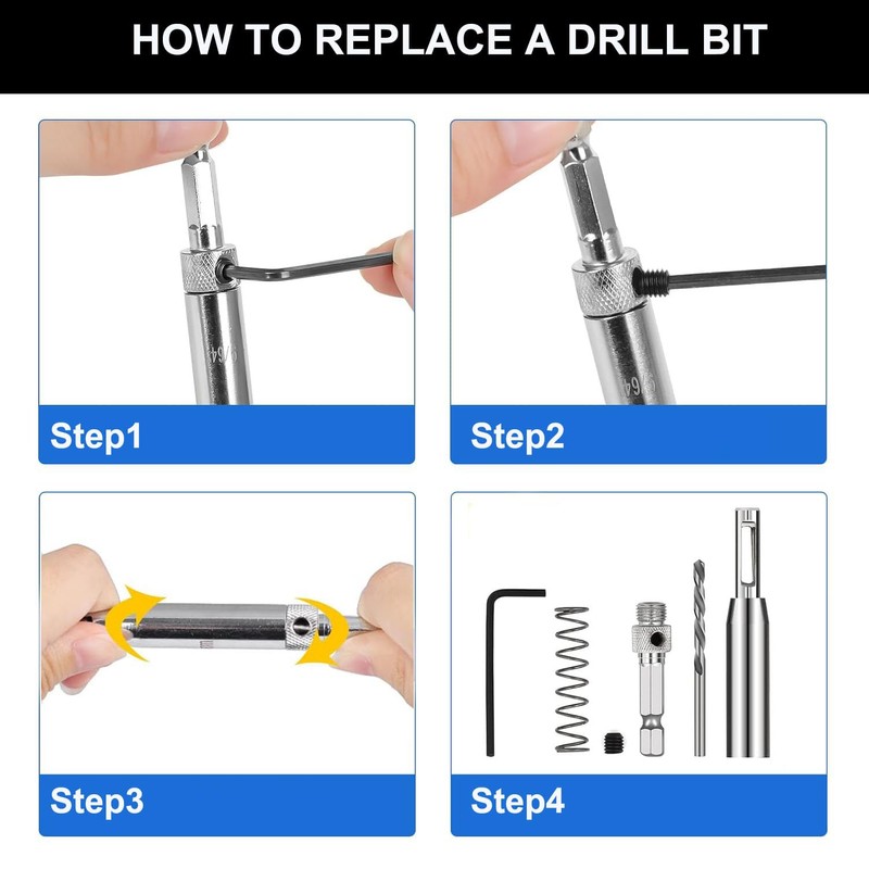Lyshujli 7Pcs Self Centering Hinge Drill Bit Set, 1/4" Hex