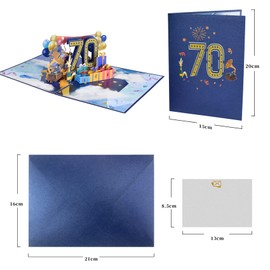 Magic Ants 70th Anniversary Pop Up Card, 70th Anniversary Wedding Anniversary Card, 3D Greeting Card, 70th Birthday Card, Congratulations Card