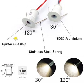 Under-Unit Light Kitchen 9 Pieces 12 V 1 W LED Recessed Spotlight for Kitchen, Stairs, Cupboard, Hallway, DIY Lighting Warm White Cool White Showcase Light Cabinet Small LED Spot IP65 White Shell 30°