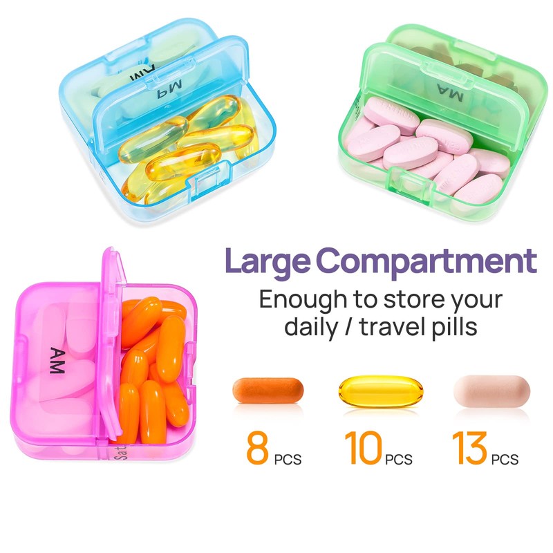 Zoksi Weekly Pill Organizer 2 Times a Day, Purple 7