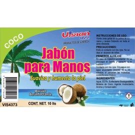 VISION 922 Jabón Liquido Para Manos Aroma Coco 10 L