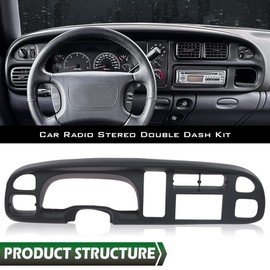 LQI Dash Board Bezel Cover Dashboard, Compatible with Dodge Ram 1500 1998-2001/ Dodge Ram 2500 3500 1998-2002, Black