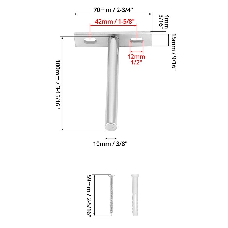 QWORK® Pack of 8 Invisible Shelf Brackets - 100 mm
