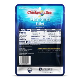 Chicken of the Sea Mackerel Fillet Pouch 3.53Oz WILD CAUGHT 4 Ingredients KETO - 12 Pouches 3.53oz each