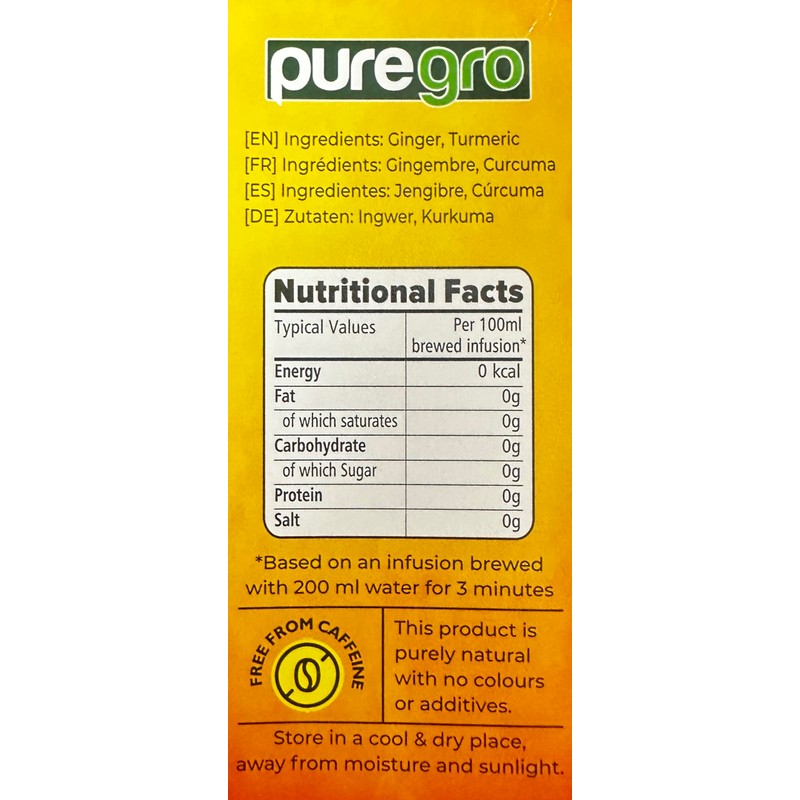 Puregro Ginger & Turmeric Tea 40g (20 TEA BAGS) |