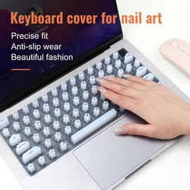 HRH Keyboard Cover for Long Nails, Silicone Raised Keyboard Cover Protector for Nail Art, Comfortable Typing for Long Nails, Perfectly Compatible with MacBook Pro13 2020-2023, US ANSI (White)