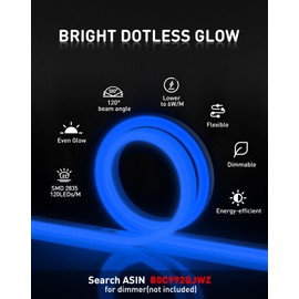 Shine Decor LED Rope Lights AC 120V, Connectable & Cuttable Dotless 120LEDs/M Eco Neon Strip Lighting, ETL IP65 Waterproof & Weather-Resistant for Home Commercial, 8x16mm, Blue, 32.8FT