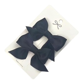 SEVENHEAD Bow Hair Clips Black 1 Pair 2.16 inch Baby Fully Covered Barrettes Solid Color Grosgrain Ribbon Accessories for Baby Girls Infants and Toddlers