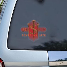 Premium Jesus Save My Life Jesus Christ Sticker, Decal for Car,Christian Gift Idea, Decals, Transparent Vinyl Sticker Window (9x9 inches)