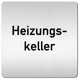 Türschilder24 XXL Door Sign 125 x 125 mm Heating Cellar 1.5 mm Aluminium Solid Material 100% Made in Germany