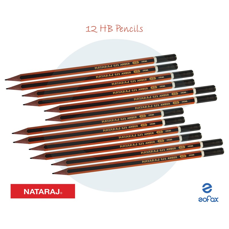 NATARAJ 621 Amber - 12 x HB Wood Pencils -